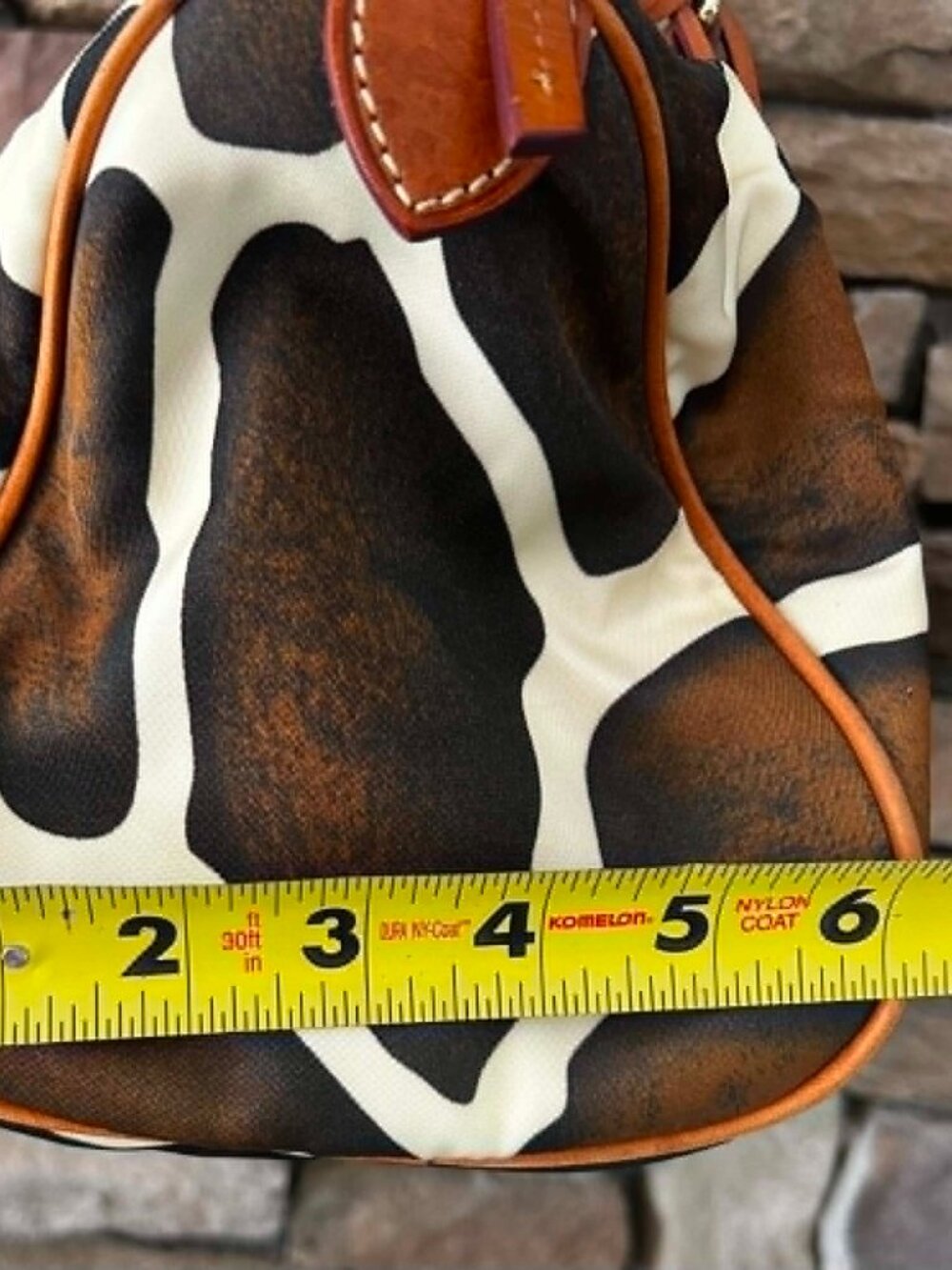 Dooney & Bourke Brown and Cream Giraffe-Print Satchel - Picture 8 of 8